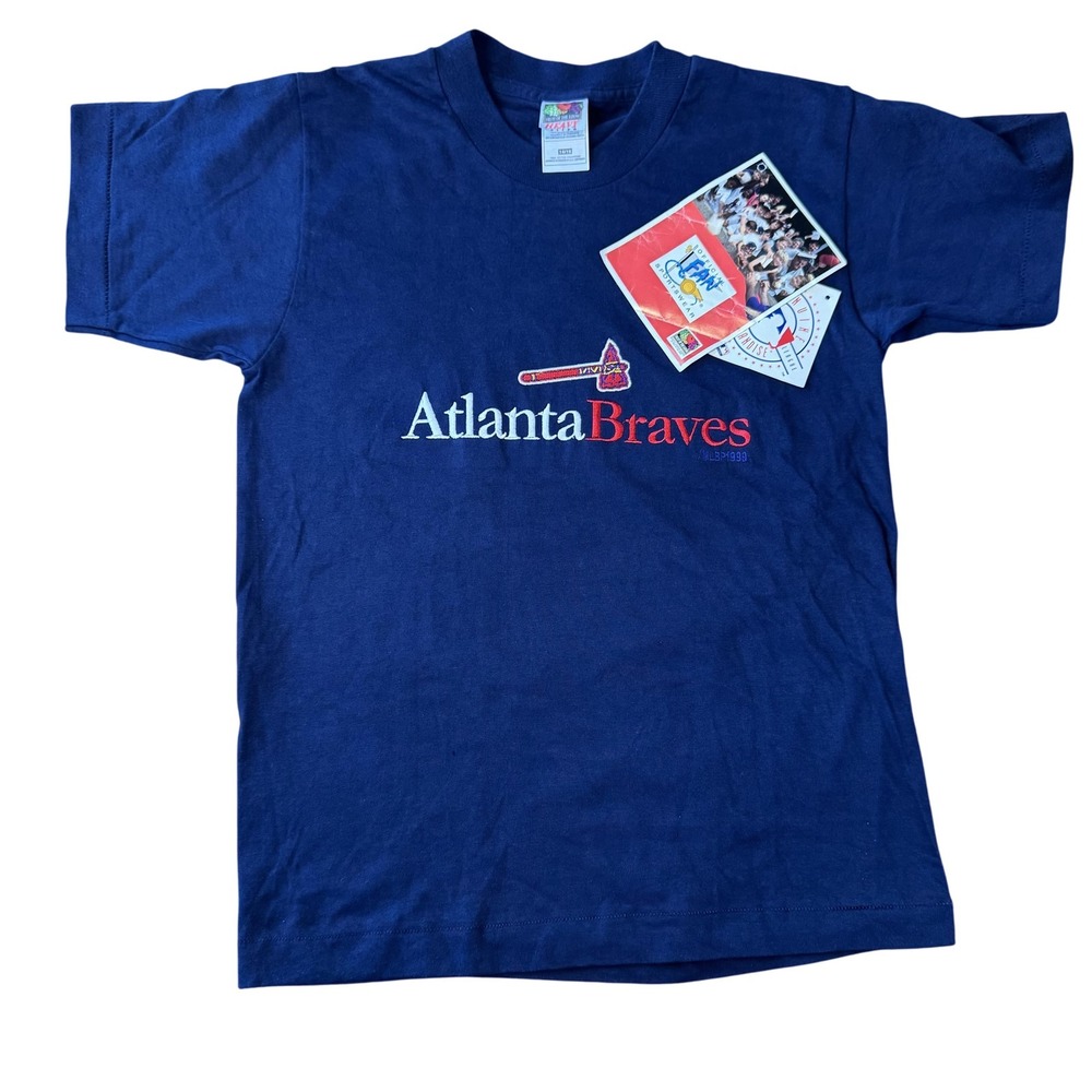 Fruit of the Loom Kids T-Shirt 14/16 Blue Atlanta Braves 1999 Vintage Sportswear
